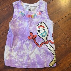 Disney Tie-Dye Purple Tank Top with Forky Design